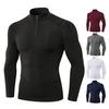 Осень Зима Мужской Термотоп Плюшевая Подкладка Застежка-молния Воротник-стойка Рубашка с Длинным Рукавом Приталенный Эластичный Повседневный Однотонный Теплый Базовый Слой для Холодной Погоды
