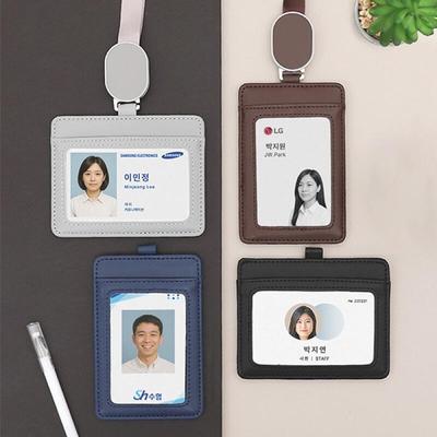 Держатель-катушка для ID-карты сотрудника, кожаный чехол для карт