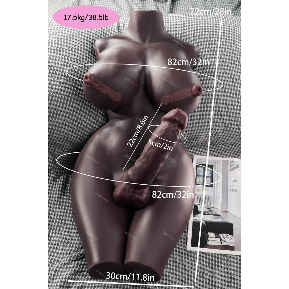 Real Masturbation Doll Shemale Torso Half Body Doll Sexy Chest Channel Large Dildo Penis Realistic Vagina Anus Adult Toy Unisex