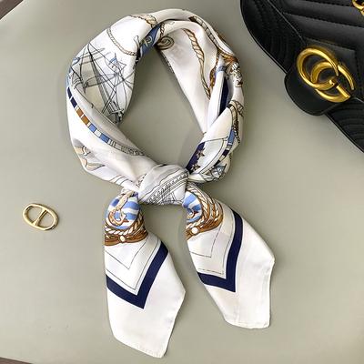 New Luxury Design 70*70cm Horse Print Silk Square Scarf Women Soft Satin Hairband Neckerchief Office Hijab Headband Foulard Gift