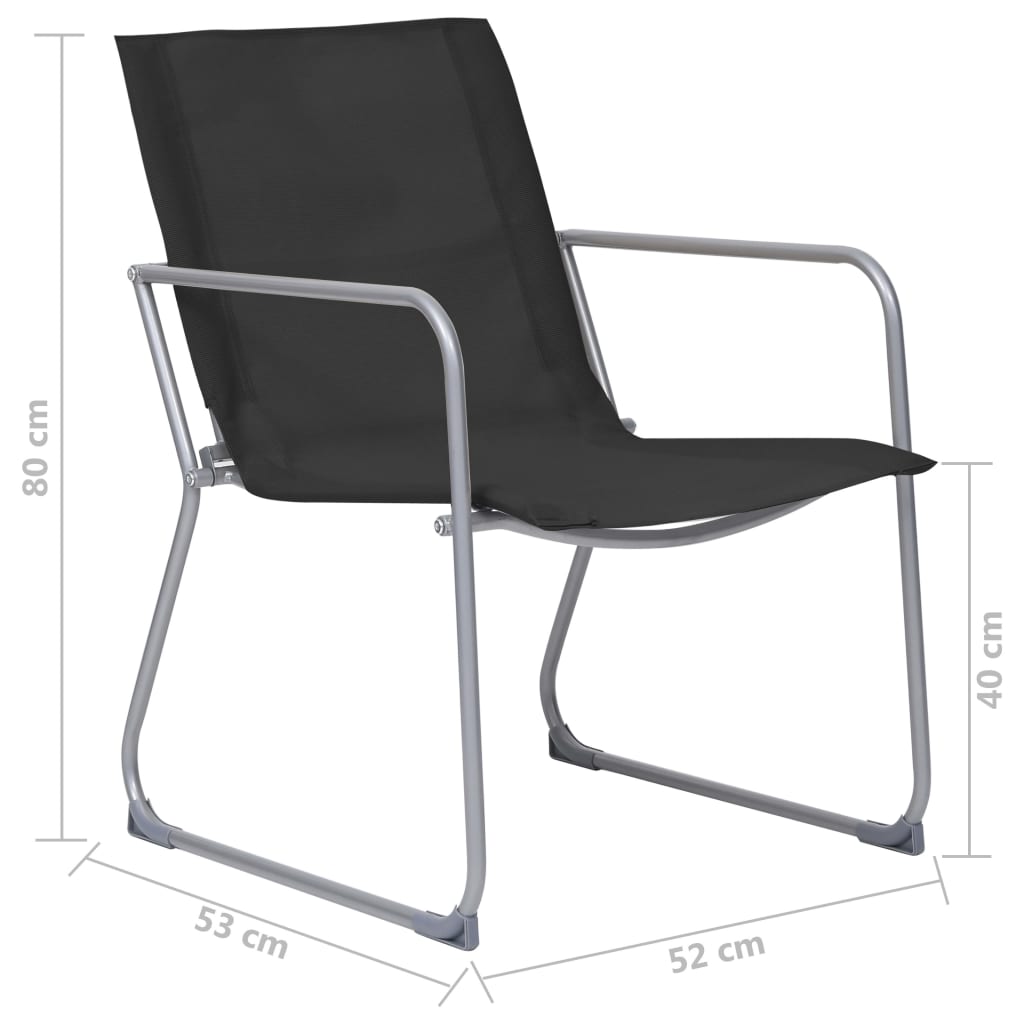4 Piece Garden Lounge Set Fabric and Steel Black