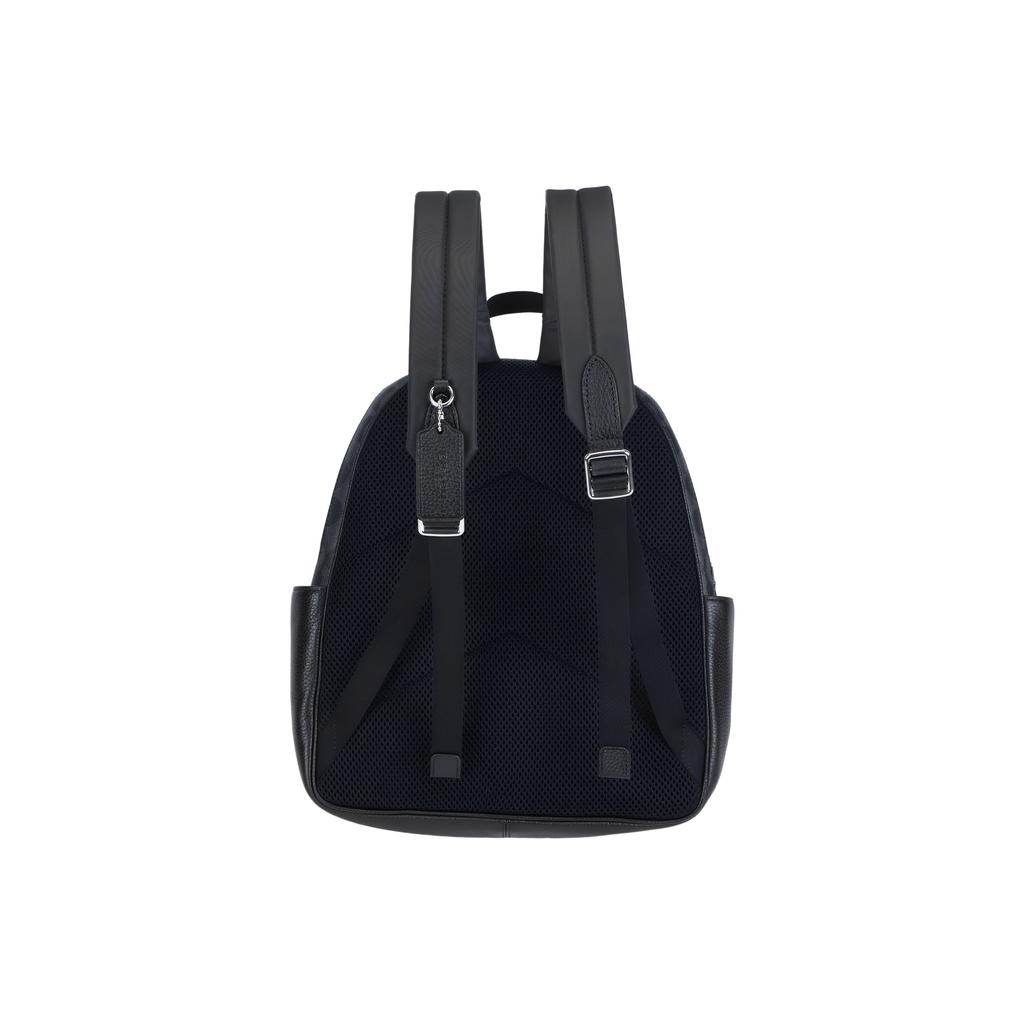Coach Court 27 Classic Monogram Zip Canvas And Leather Backpack Unisex Backpack Black 5671-SVTSQ