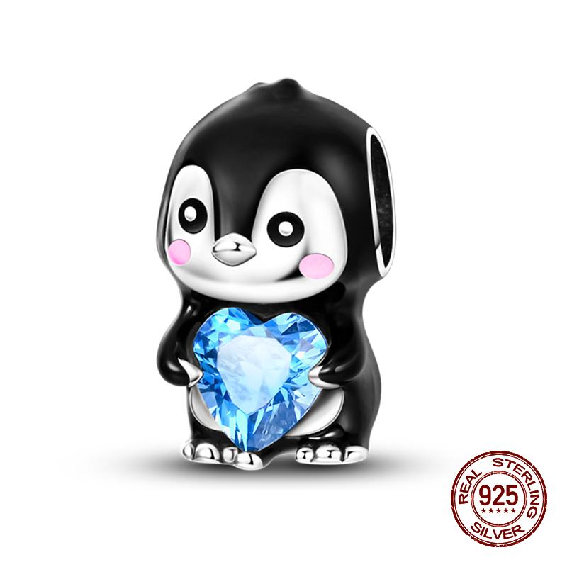 100% стерлингового серебра 925 пробы с изображением кофейного кота, кролика, медведя, пингвина, бусины, подходят для 925 оригинальных браслетов, сделай сам, подарок на день рождения, ювелирные изделия