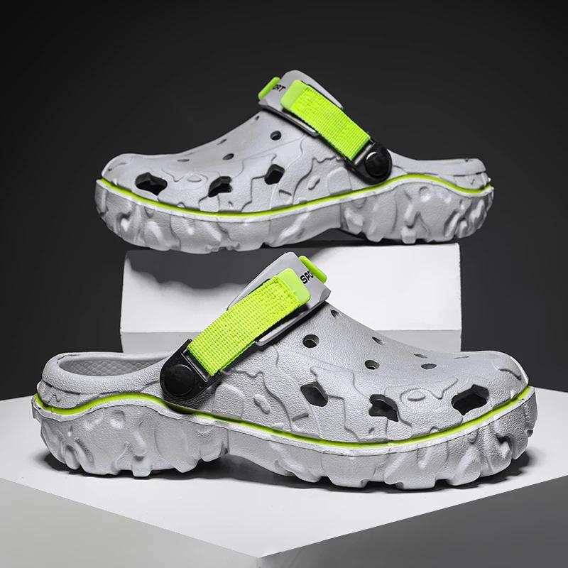 Летние сандалии, мужские сабо и сабо, домашние слипоны, нескользящие дышащие легкие пляжные тапочки, мужская садовая обувь, мужская обувь Zapatos Hombre