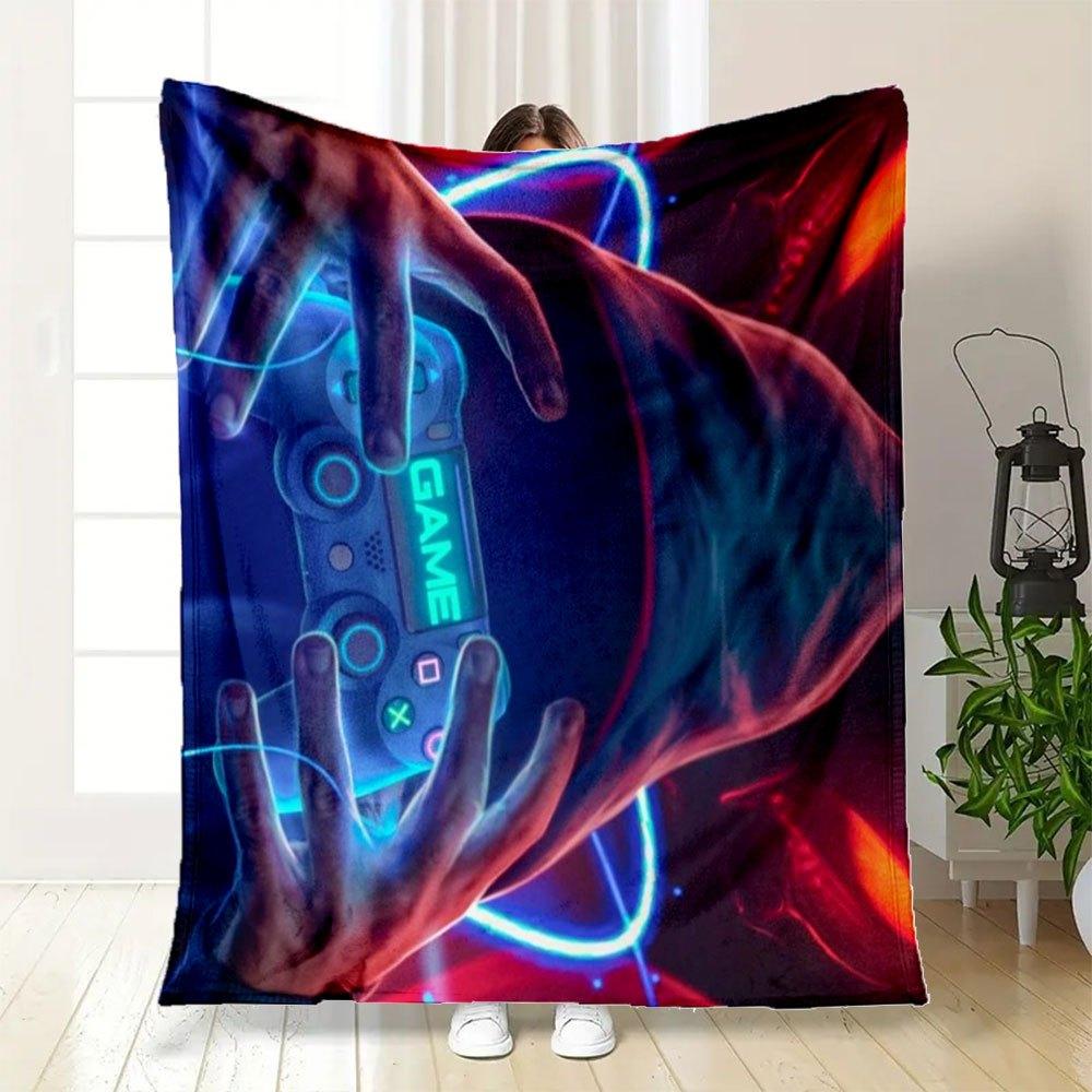 "Neon Gaming Controller Hoodie - Gamer Style"Blanket Flannel Throw Blanket for Sofa, Bed, Travel, Camping, Office, Couch, Chair, And Bed Gif