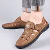 Летние мужские сандалии Новые дышащие повседневные сандалии с перфорацией Пляжная обувь для мужчин Нескользящая обувь для вождения Деловые кожаные сандалии