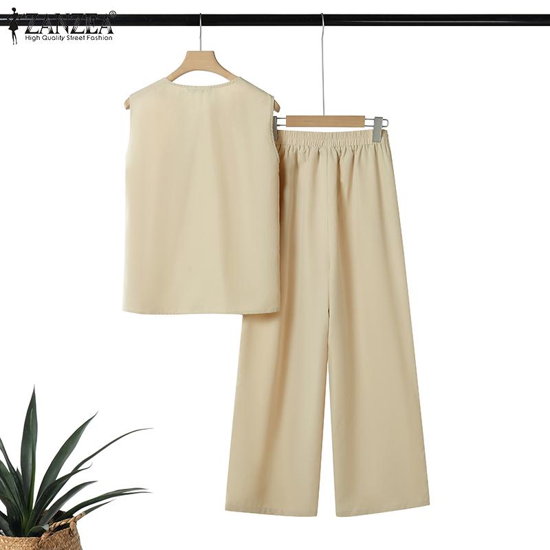 ZANZEA Женские повседневные комплекты из двух частей: майки без рукавов и брюки