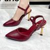 2025 New Design High Heels Woman Pumps Buckle Strap Mules Sandals Sexy Pointed Toe Wedding Banquet Female Shoes