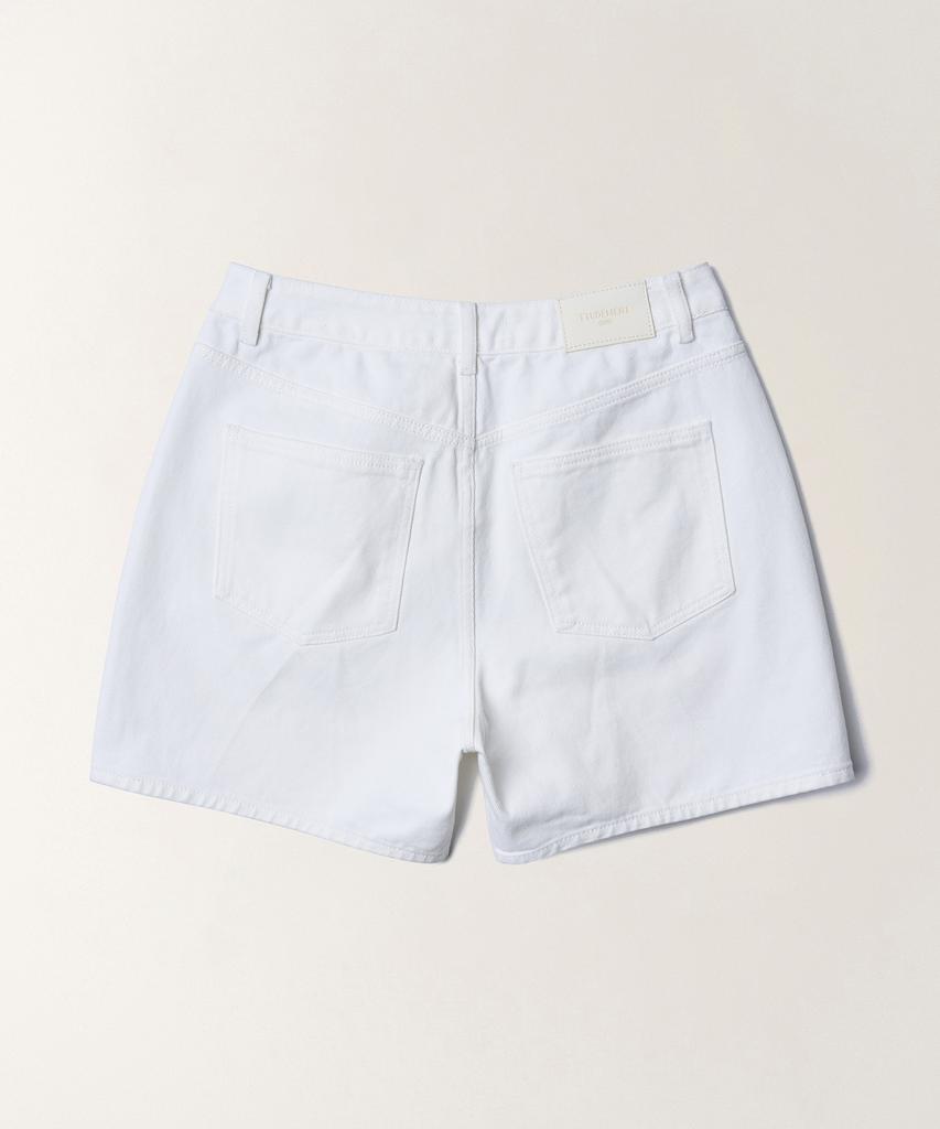 TTUDEMENT Washed Denim Shorts_White