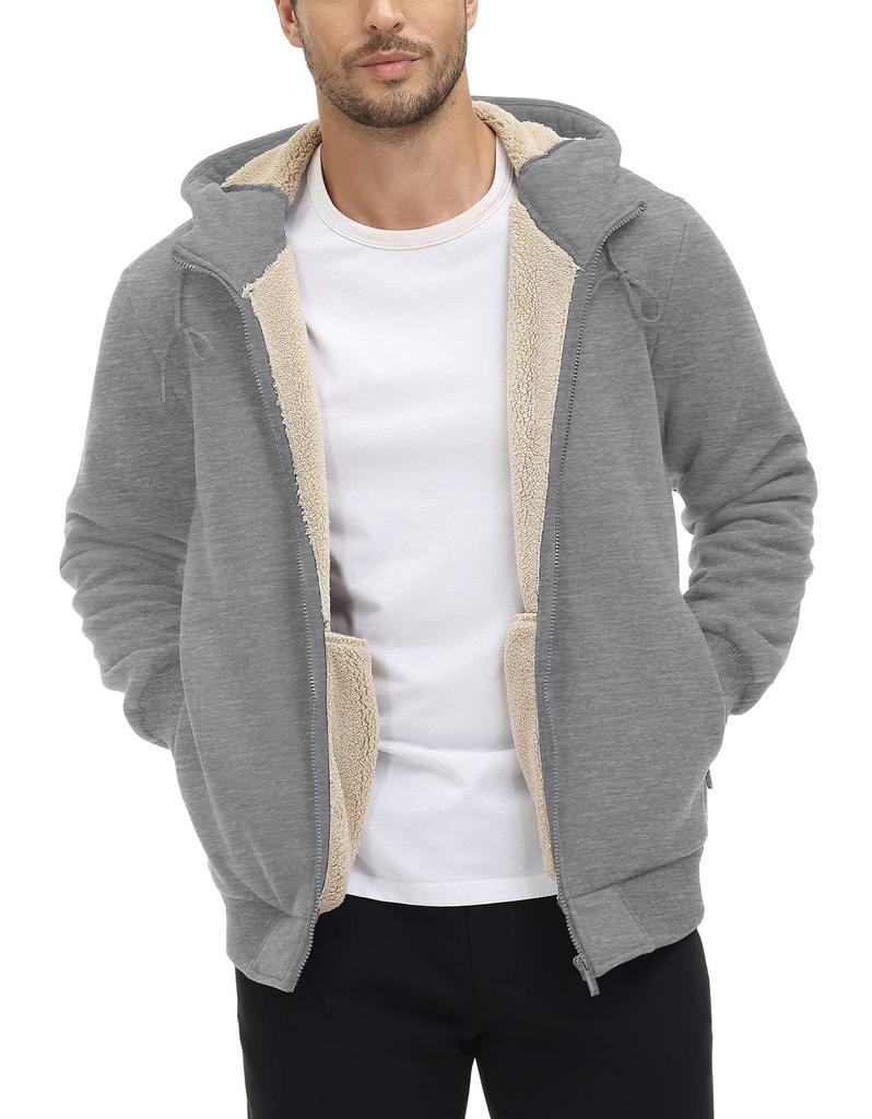 TACVASEN Warm Windproof Thick Crew Solid Casual Light Size M Men's Sweatshirt, Neck, Color, Cotton, Gray,