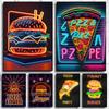 Неоновый Постер Пицца Бургер HD Картинки Холст Картины И Принты Настенное Искусство Для Гостиной Домашний Декор Кухни Без Рамы Подарки