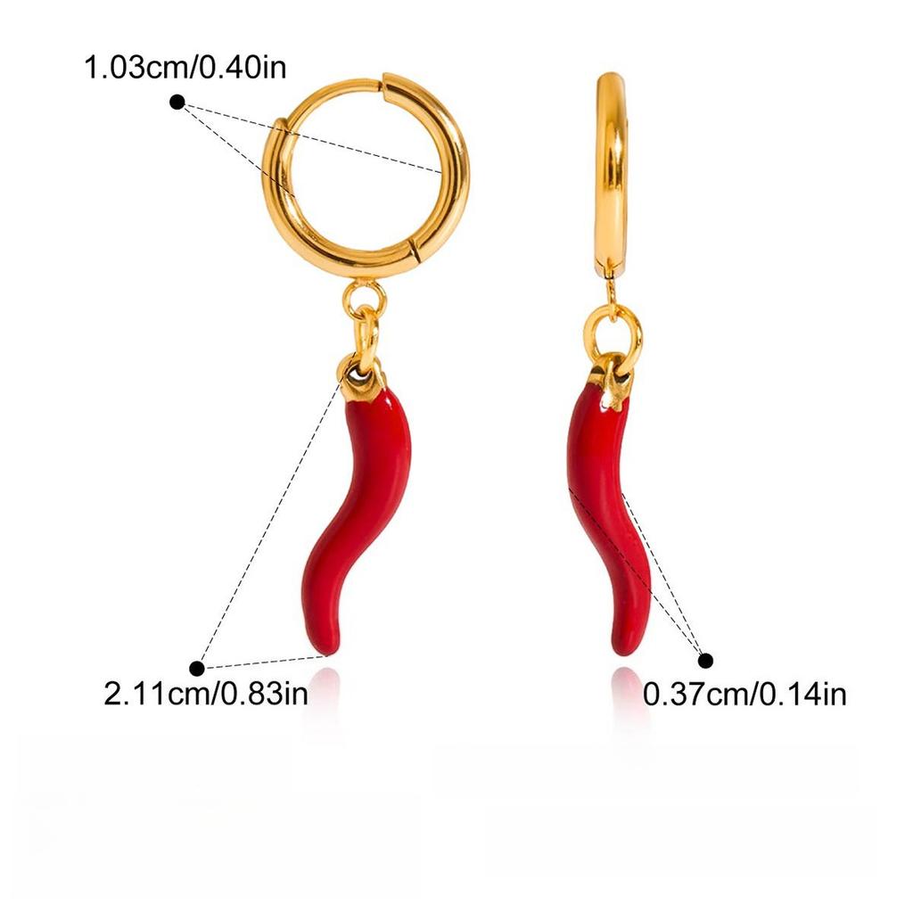 Yori Stainless Steel Chili Oil Daily Drop Earrings for Women Versatile Popular PVD Waterproof Jewelry Accessory 2025