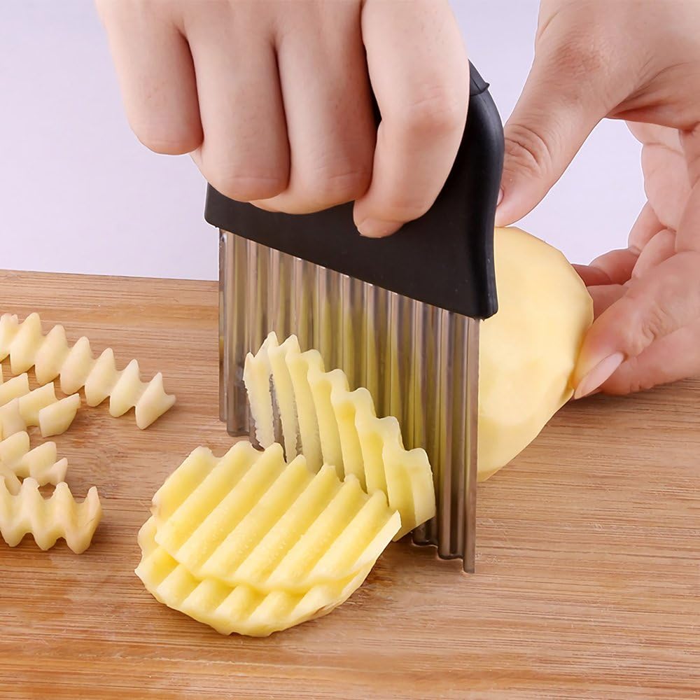 Potato Stainless Steel Vegetable Crinkle Corrugated Wave Knife Wave-shaped Cutter, Knife, Knife, Cutter, Cutter, (black)