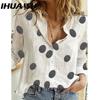 Женские модные повседневные блузки и рубашки-поло с длинным рукавом
