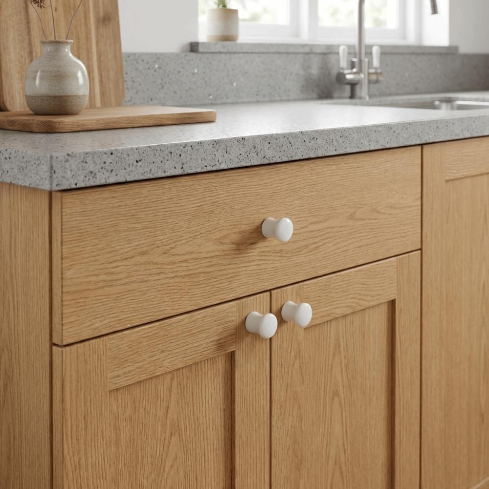 2pcs/bag White Ceramic Round Cabinet Knobs Simple Design Furniture Hardware  Drawers