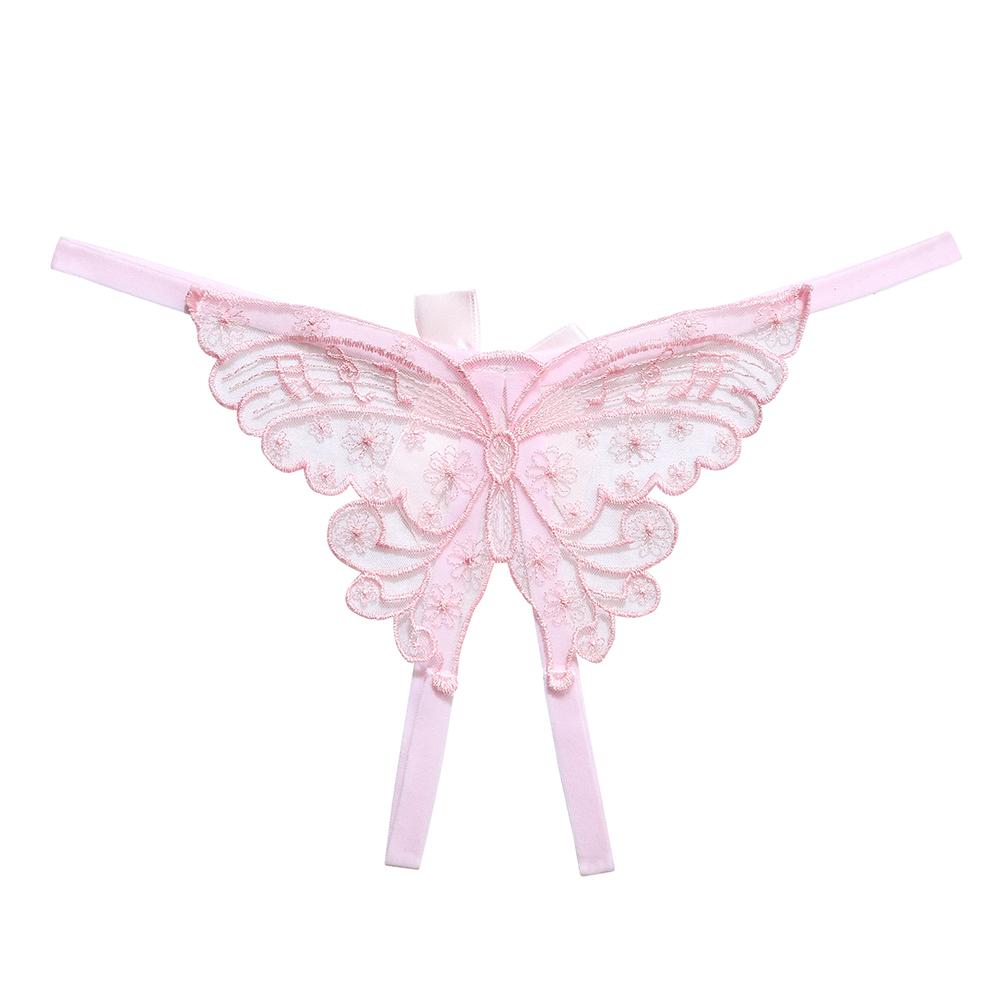 Женские супер сексуальные кружевные прозрачные стринги, горячие трусики с открытой промежностью, милые стринги Т-образной формы с узлом-бабочкой