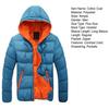 Men Winter Contrast Color Padded Jacket Hooded Drawstring Long Sleeve Pockets Zipper Placket Slim Thickened Warm Coat