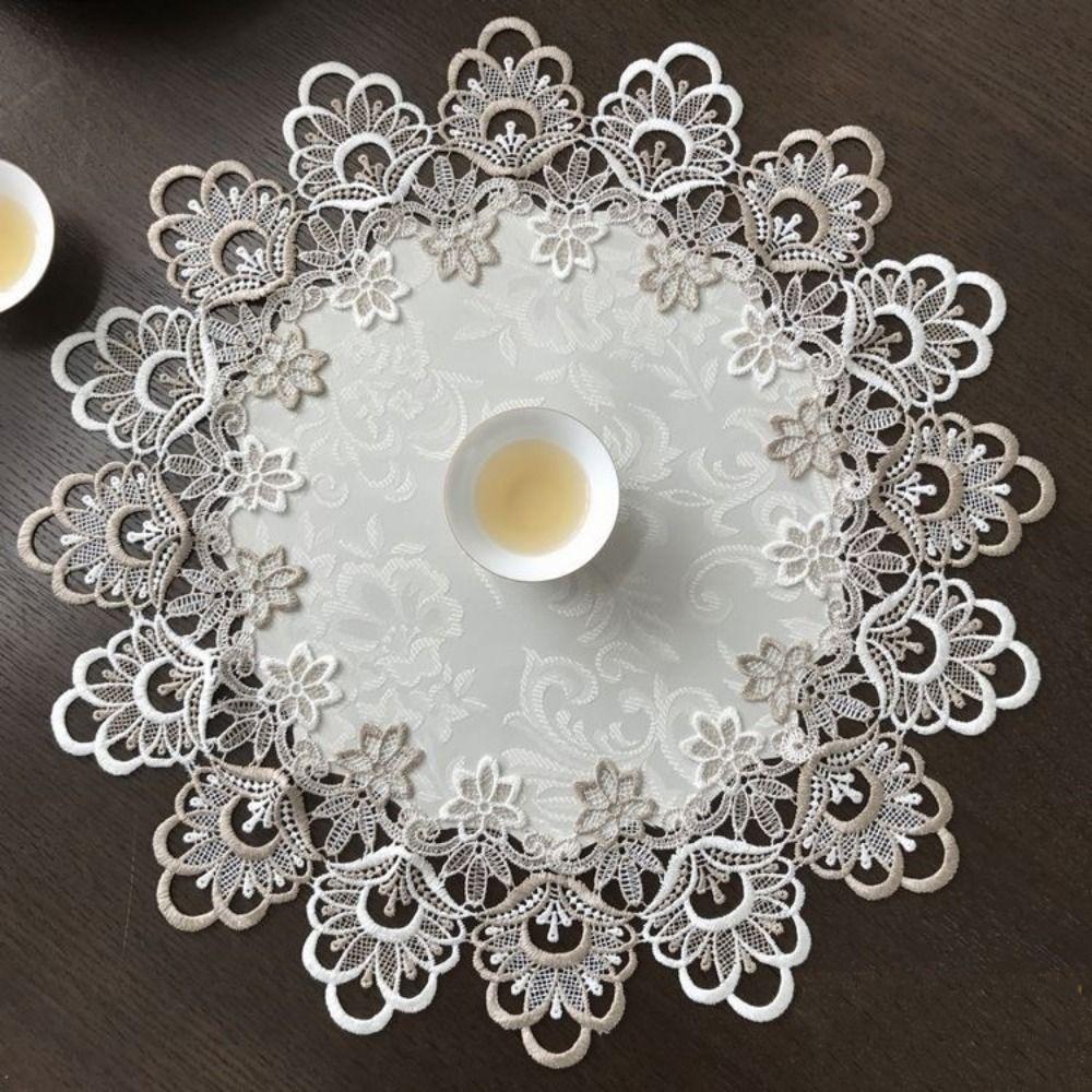 Lace Trim Banquet Decoration Wedding Table Runner Tablecloth Embroidered Tablecloth Table Cover