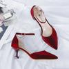 Fashion Fashion Solid Color High Heels Women's 2025 Summer New Girl Net Red Sexy One Word Buckle Casual Comfortable Shoes Women