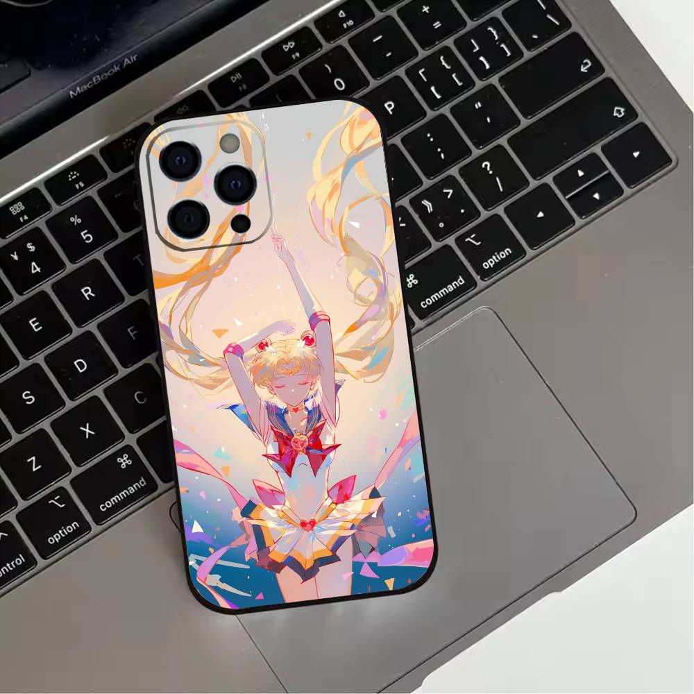 Чехол для телефона S-Sailor Moon Anime для iPhone 17,16,15,14,13,12,11 Plus,Pro Max,XS,Мягкий силиконовый черный чехол