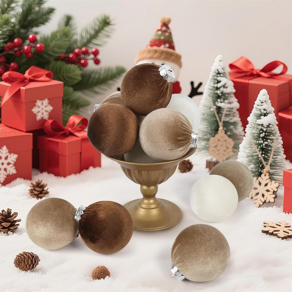 Набор бархатных елочных шаров - 15 шт. 3,15 дюйма Флокированные рождественские украшения для елки, гирлянды, настольного центрального элемента, фестивального декора