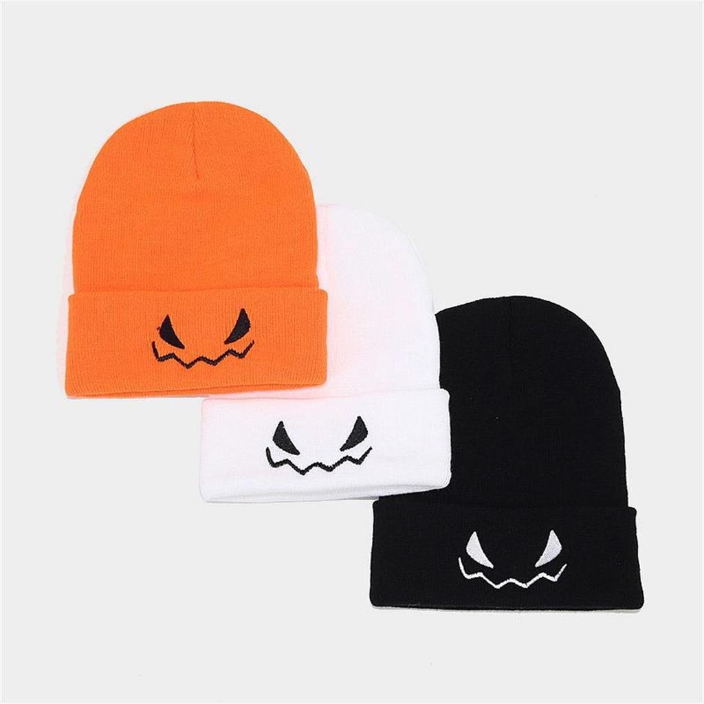 Men And Women Halloween Little Devil Embroidered Knitted Hats Funny Wool Pullover Hats