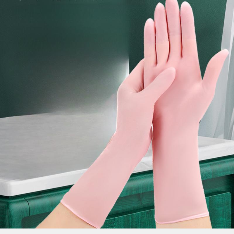 30pcs Disposable Dishwashing Nitrile Gloves Extended Thickened Household Cleaning Kitchen Household Durable Waterproof and Close - Fitting