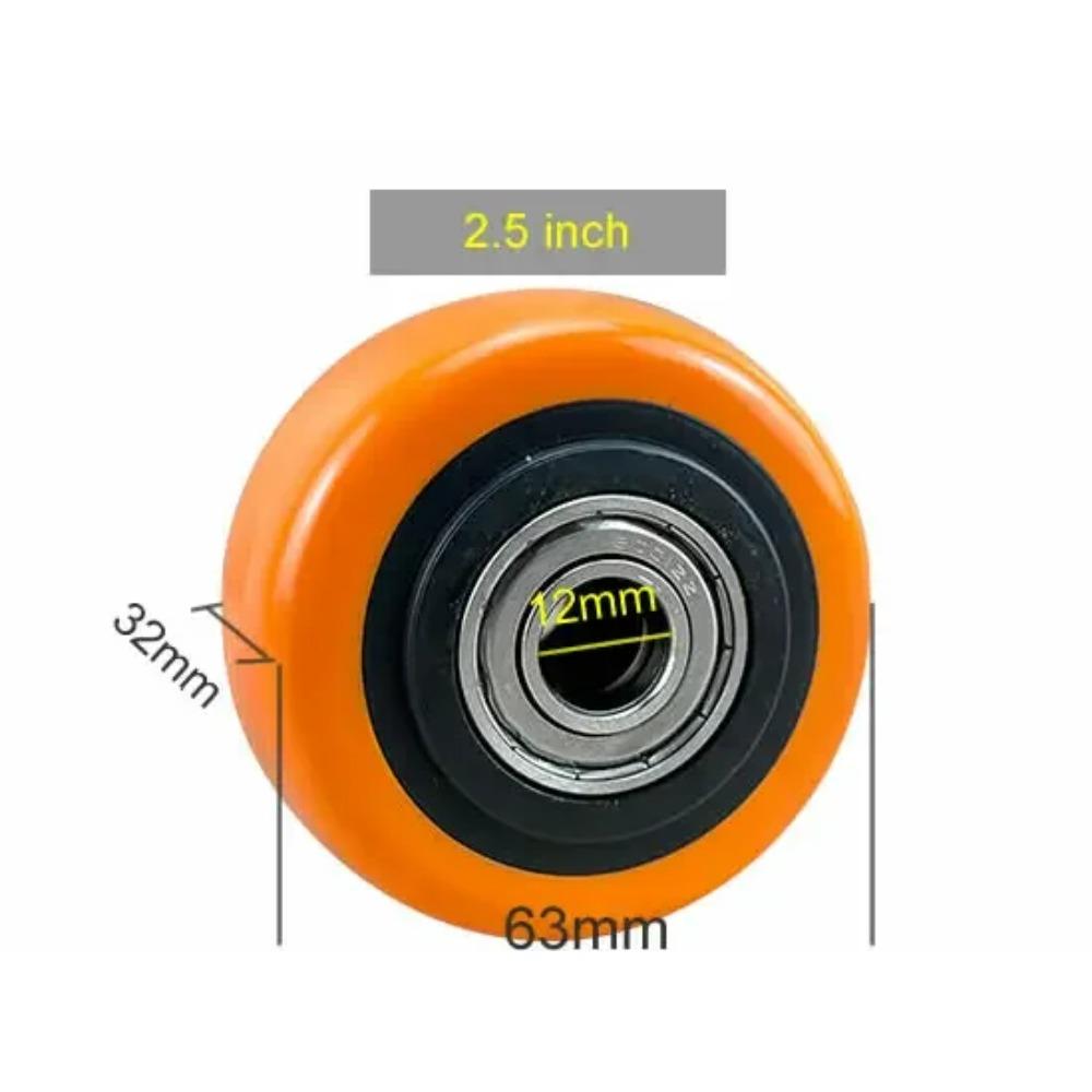 PU Replacement Caster Wheels with Double Bearings Orange Color High Load Capacity Wear Resistance Furniture Wheels