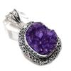 Подвеска из серебра 925 пробы с натуральным аметистом и друзами 1,97 дюйма E9T52