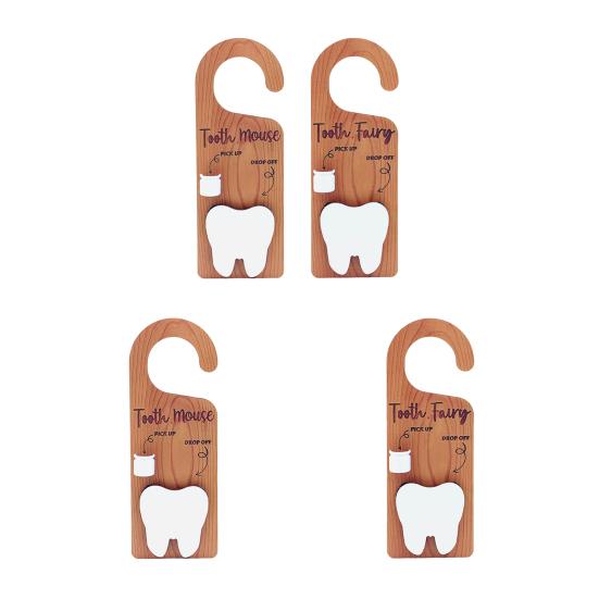 1/2Pcs Wooden Tooth Pattern Door Hanging Decoration Natural Wood Teeth