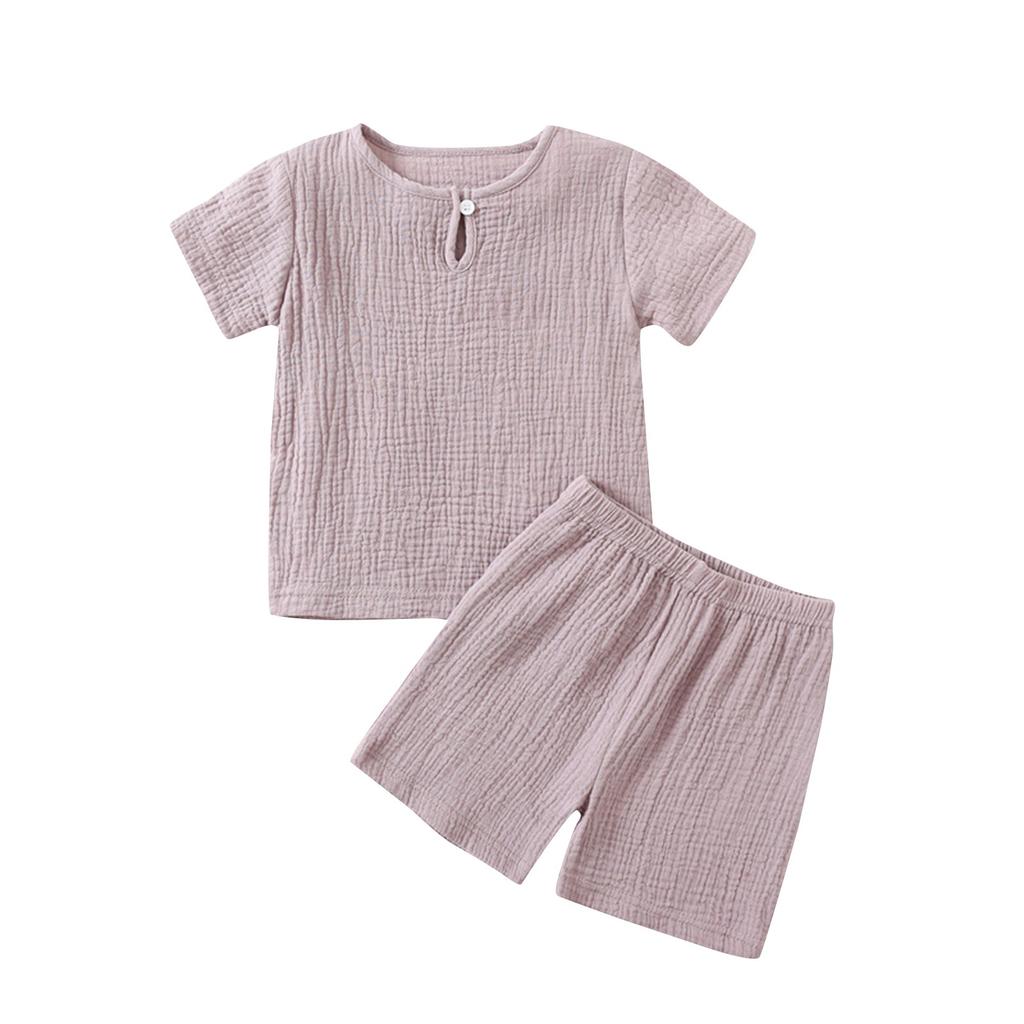 Children's Summer Set Thin Double Baby Two-piece Conditioning Cute Home Wear