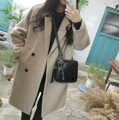 Пальто из шерсти средней длины большого размера для похудения в корейском стиле на осень/зиму 2025