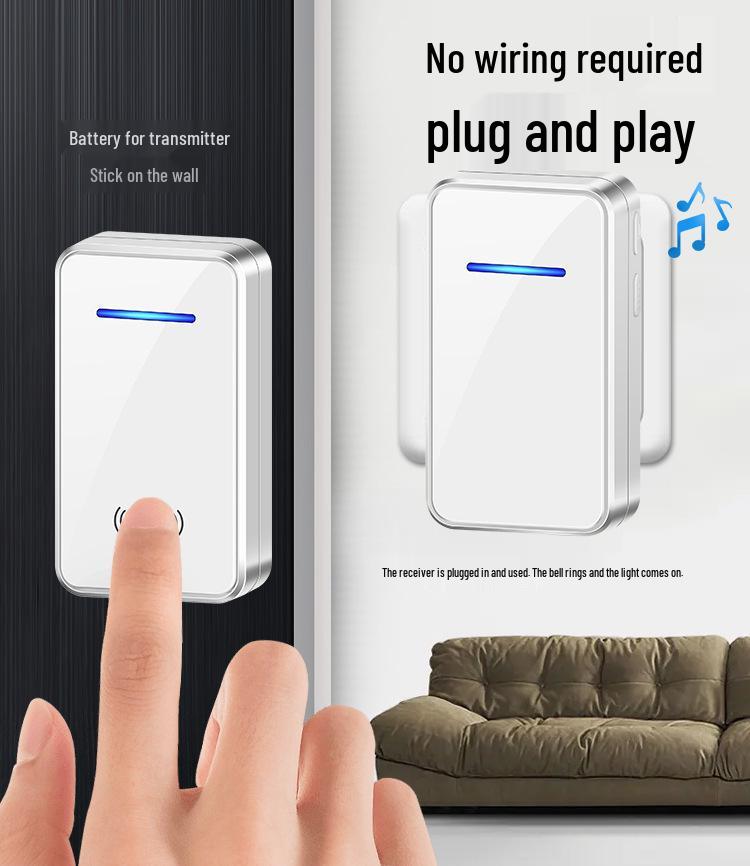 Wireless Doorbell with Digital Music for Smart Homes – Remote Control & Elderly Caller, European Standard, Dual Function.