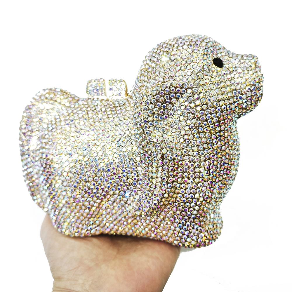 Puppy Diamond Evening Bag Dog Crystal Handbag Rhinestone Bags Wedding Bridal Purse Luxury Crystal Clutches Women Party Purses