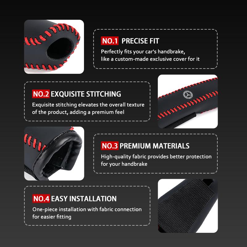 AABHZ1 For Benz Car Leather Handbrake Cover Protective Sleeve Hand Brake Protection Accessories AMG W213 W124 W108 W126 Exclusive W204