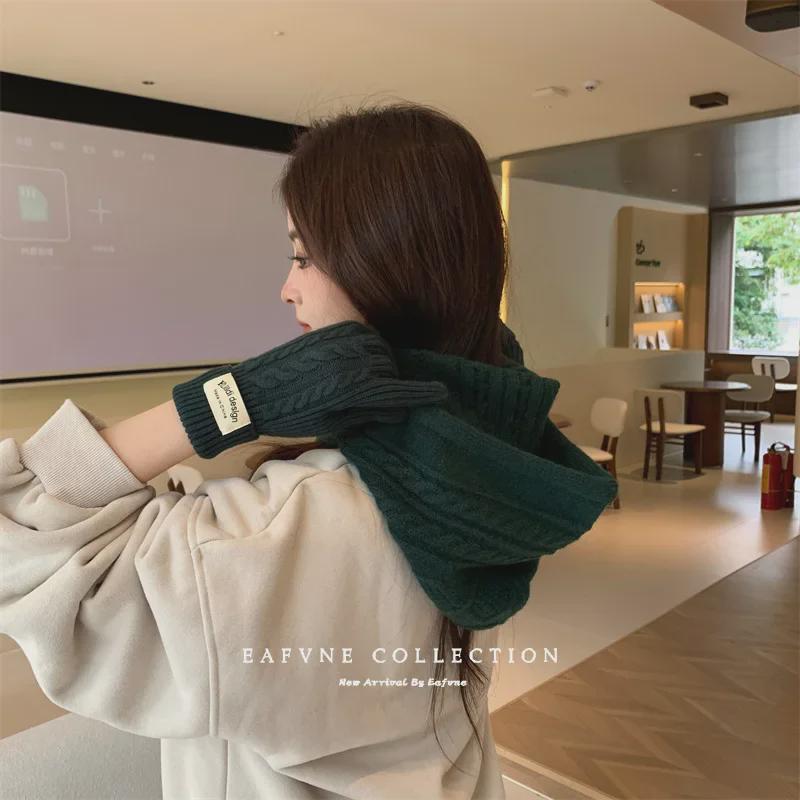 Korean Style Wool Balaclava & Twisted Gloves Set for Women - Perfect for Autumn and Winter