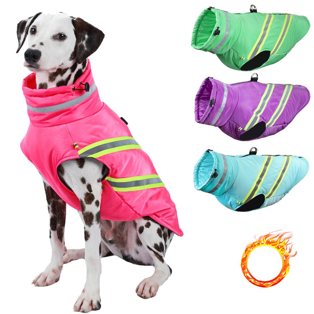 Пальто для собак Водонепроницаемая куртка для домашних животных Зимняя теплая одежда для собак Светоотражающие флисовые пальто для холодной погоды Уличная ветрозащитная одежда для маленьких, средних и больших собак