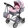 BAYER Grand Neo Pro Doll Pram - Adjustable - Grey/Pink - 51-89 Cm