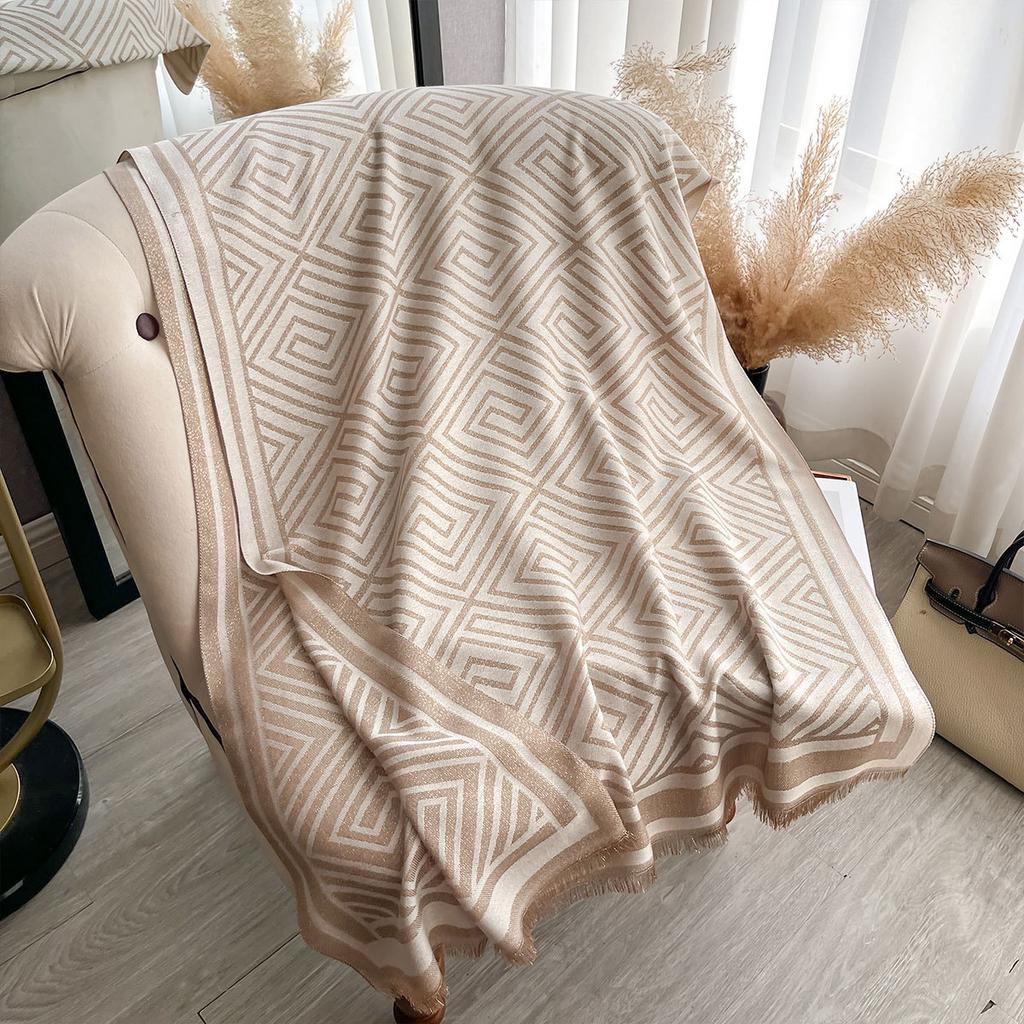 Весенне-осенний тонкий шарф Двусторонний шарф из имитации кашемира Женская шаль на четыре сезона Чувство стиля Теплый Универсальный