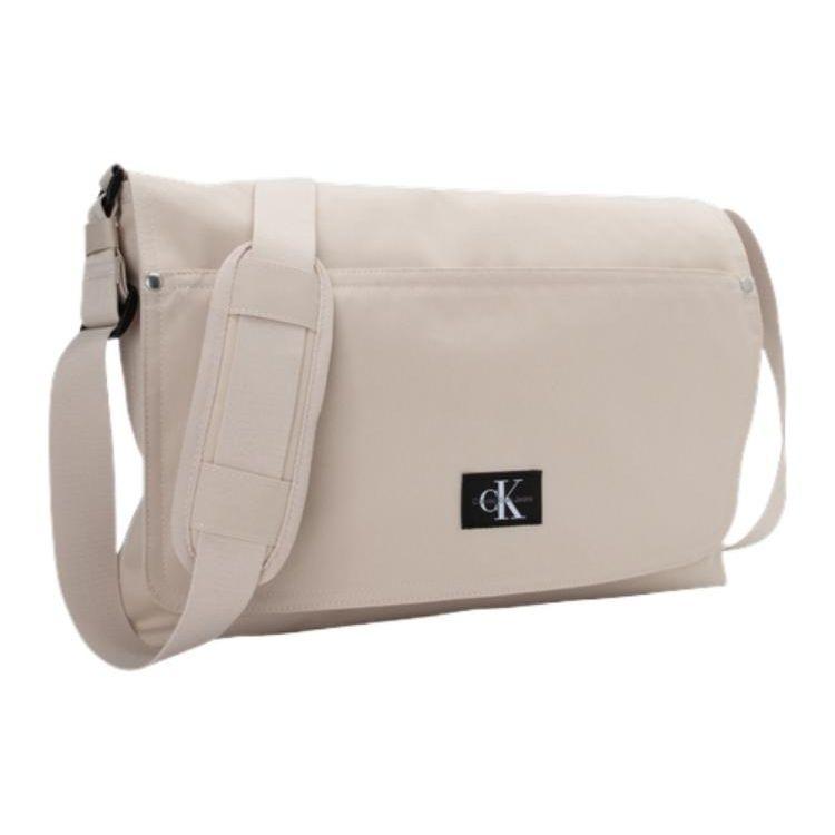 Calvin Klein Minimalist Commuter Logo Flap Adjustable Shoulder Strap Fabric Crossbody Bag Medium Men bags Milk HH3758-265