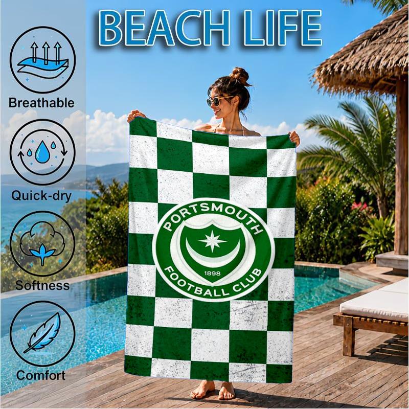 Ports Fc Crest Printed Microfiber Beach Towel, Soft And Absorbent, Quick-Dry, Ideal for Summer Travel, Beach Essential, Swimming Pool