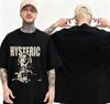 Футболка Hysteric Glamour в стиле ретро 90-х, переиздание, угольного цвета, для мужчин и женщин, графическая футболка Y2k с коротким рукавом, унисекс, мужская, женская, летняя