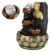 Настольная статуя Будды, фонтан, текущая вода, украшение с подсветкой и шариками из смолы, пейзаж