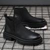 England Style Men's Leisure Chelsea Boots  Designer Shoes Black Trend Original Leather Boot Cowboy Platform Ankle Botas Man