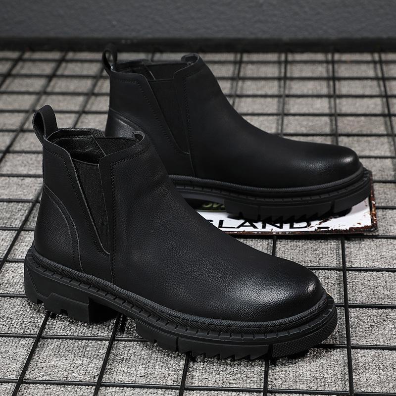 England Style Men's Leisure Chelsea Boots Designer Shoes Black Trend Original Leather Boot Cowboy Platform Ankle Botas Man
