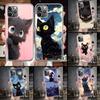Аниме Милый Черный Кот Мяу Мягкий Чехол Для Телефона Для IPhone 11 17 Air 16E 16 Pro Max 15 + 14 Plus 13 Mini 12 Apple 7 SE 8 Fundas Coque