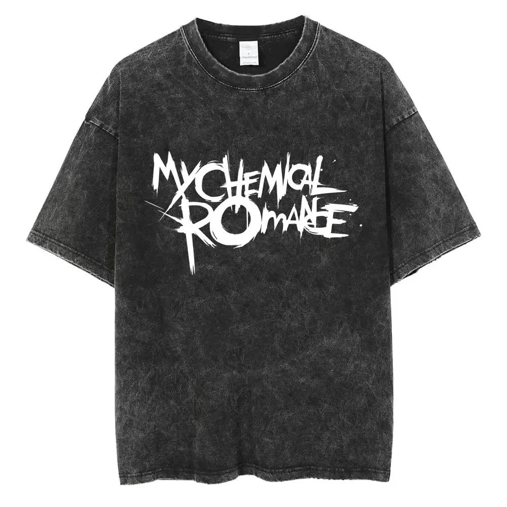 Футболки Rock Band My Chemical Romance Washed The Black Parade для мужчин и женщин в стиле панк с коротким рукавом, хлопковая футболка, свободные футболки
