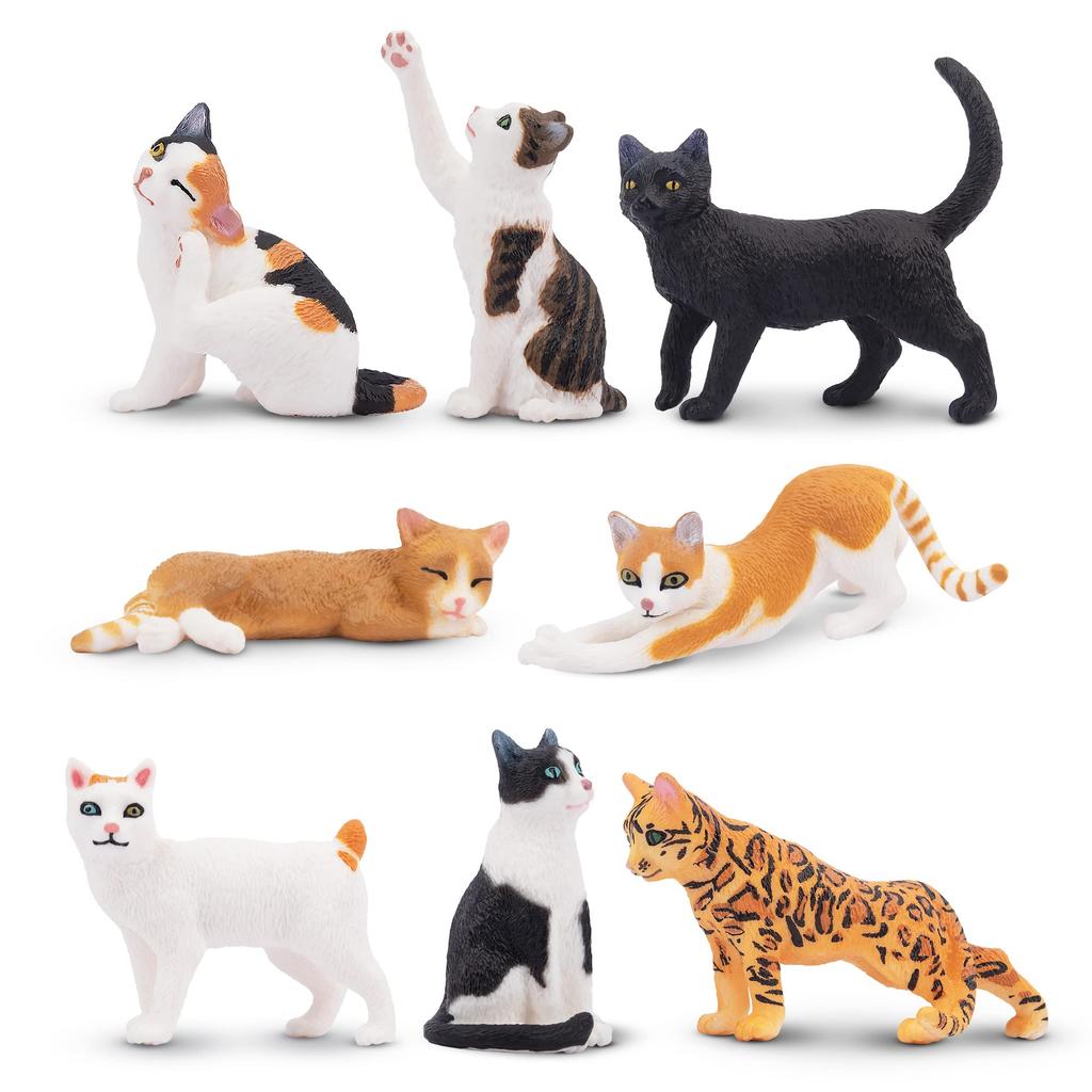 TOYMANY 8 шт. Фигурки кошек, Милые кошки, Реалистичные модели животных, Популярные игрушки-животные, Подарок на день рождения, Рождество, Новый год, Украшение, Коллекция,
