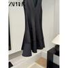 Zaprha 2025 New Arrival Wave Wide Swing V Neck Short Sleeveless Dress Waist Skimming Small Black Dress 2344188