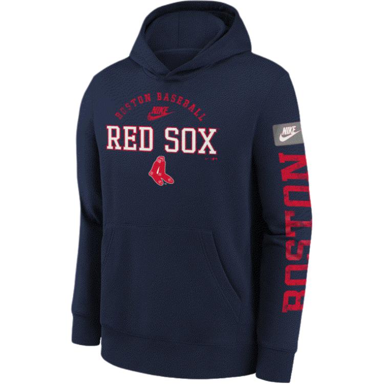 Nike X MLB Hoodie Letter Logo Print Fleece Casual Long Sleeve Kids Hoodies Navy-Blue 3Z3B7NMB5-BOS